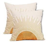 Sun Sunrise Sunshine Pillow Covers 20X20 Inch Sunset Boho Abstract Couch Pillow Cases Mustard Yellow Bohemian Throw Pillows Set of 2 Beachy Room Decor Aesthetic For Couch Sofa Bed Dorm Porch Outdoor