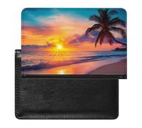 Sun Sunset Beach Ocean Landscape Funny Passport Cover Holder for Travel Lightweight Waterproof Passport Protector