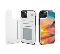 Sun Sunset Beach Ocean Landscape Printed Wallet Phone Case Unisex Trendy Cellphone Protective Cover Compatible with iPhone 15/15 Pro/16 Pro Max/15 Plus