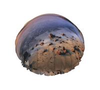 Sun The Beach With Pebbles Double Layer Waterproof Shower Cap, Extra Large Soft Elastic Band, Reusable Bath Cap For Women Men,Full Print Design