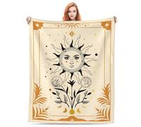 Sun Throw Blanket, Boho Celestial Astrology Blanket Aesthetic, Soft Warm Lightweight Hippie Blankets,Witchy Gothic Gifts for Bedroom Living Room Decor 60"x50"