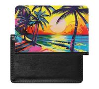 Sun Tropical Sunset Palms Passport Holder Travel Wallet Cover Case with Card Slot Organiser for Men Women