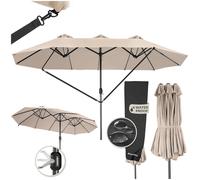 tectake Parasol Silia - Extra wide & height-adjustable (460x270cm) - garden parasol, cantilever parasol - beige