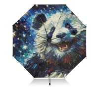 Sun Umbrellas Uv Protection Folding Umbrella Compact Windproof Black Automatic Reverse Umbrellas for Adults Women Men Cute Panda Aesthetic Starry Night