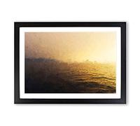 Sun Upon The Oceans Surface in Abstract Framed Print | A2 Black Framed Wall Art | Ready to Hang | Abstract Fantasy Picture | Living Room Bedroom Lounge Office