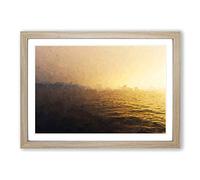 Sun Upon The Oceans Surface in Abstract Framed Print | A2 Oak Framed Wall Art | Ready to Hang | Abstract Fantasy Picture | Living Room Bedroom Lounge Office