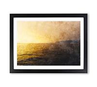 Sun Upon The Oceans Surface Painting Modern Art Framed Print | A4 Black Framed Wall Art | Ready to Hang | Modern Historical Picture | Living Room Bedroom Lounge Office