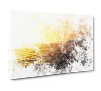 Sun Upon The Oceans Surface Watercolour Canvas Print | Gallery Wrapped 30mm Frame Wall Art | 20x14 inches | Ready to Hang | Modern Picture | Living Room Bedroom Lounge Office