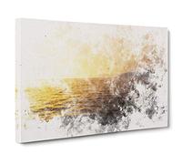 Sun Upon the Oceans Surface Watercolour Canvas Print | Gallery Wrapped 30mm Frame Wall Art | 30x20 inches | Ready to Hang | Modern Picture | Living Room Bedroom Lounge Office