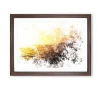 Sun Upon The Oceans Surface Watercolour Modern Framed Print | A3 Walnut Framed Wall Art | Ready to Hang | Modern Historical Picture | Living Room Bedroom Lounge Office