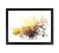 Sun Upon The Oceans Surface Watercolour Modern Framed Print | A4 Black Framed Wall Art | Ready to Hang | Modern Historical Picture | Living Room Bedroom Lounge Office