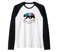 Sun Valley Idaho Vacation Souvenir Bear Starry Night Novelty Raglan Baseball Tee