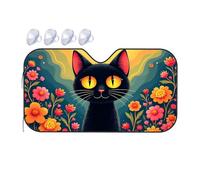 Sun Visor Black Cat In A Colorful Garden Car Windshield Sunshade Sun Shield For Car Windshield Umbrella Windshield(70x130cm)