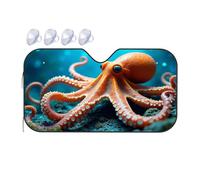 Sun Visor For Car Windshield A Vibrant Orange Octopus With Large Eyes And Tentacles Spread Out Car Windshield Sunshade Car Window Shade Car Sun Shade Windshield(76x140cm)