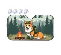 Sun Visor For Car Windshield Corgi'S Adventure: A Cozy Campfire Tale Car Windshield Sunshade Car Visor Blackout Shade(76x140cm)