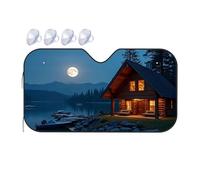 Sun Visor For Car Windshield Log Cabin By The Lake Under A Full Moon Car Windshield Sunshade Car Window Shade Car Sun Shade Windshield(76x140cm)