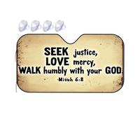 Sun Visor For Car Windshield Seek Justice, Love Mercy, Walk Humbly With Your God. Car Windshield Sunshade Umbrella Windshield Sun Shade Sunshade For Car(76x140cm)
