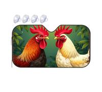 Sun Visor For Car Windshield Two Roosters With Colorful Feathers In A Tropical Setting Car Windshield Sunshade Car Sun Shade Windshield Windshield Sunshade(70x130cm)
