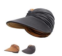 Sun Visor for Women Reversible Double Side Wear Wide Brim UPF 50+ Foldable Summer Visors Hats Daily Travel Vacation Beach Hat Grey