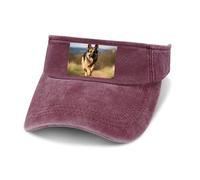 Sun Visor Hat Cowboy Empty Top Sun Hat for Men Women Sunscreen Visor Cap Running German Shepherd Dog Sports Sun C, Wine Red-running German Shepherd Dog, One Size