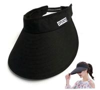 Sun Visor Hat for Men Women, Large Brim Sun Visor, Adjustable Average Size UV Protection Summer Hat for Beach, Fishing, Outdoor Black