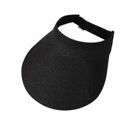 Sun Visor Hats for Women Men, Black Straw Sun Visor Hat for Women, Beach Hat Visors Golf Baseball Tennis, Beach Suns Hats for Lady Summer Holiday Daily Use Travel (UK, Alpha, One Size, M, Black)