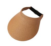 Sun Visor Hats for Women Men, Khaki Straw Sun Visor Hat for Women, Beach Hat Visors Golf Baseball Tennis , Beach Suns Hats for Lady Summer Holiday Daily Use Travel (UK, Alpha, One Size, M, Khaki)