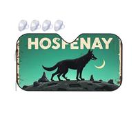 Sun Visor Hosfenay: The Mystical Wolf Under The Crescent Moon Car Windshield Sunshade Umbrella Windshield Sun Shade Car Window Shade(70x130cm)