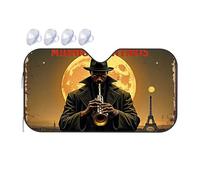 Sun Visor Midnight In Paris: Jazz Under The Moonlit Sky Car Windshield Sunshade Umbrella Windshield Sun Shade Car Window Shade(70x130cm)