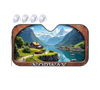 Sun Visor Norwegian Fjord Serenity: A Picturesque Village Amidst Majestic M Car Windshield Sunshade Umbrella Windshield Sun Shade Car Window Shade(76x140cm)