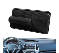 Sun Visor Organiser - Clip Holder, Versatile Storage, Adjustable Glasses Housing with Elastic Slots, Practical Licenced Coast for Travel Bots, Slim Profile Design, Neat In-Car