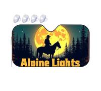 Sun Visor Riding Into The Alpine Lights Under A Full Moon Car Windshield Sunshade Umbrella Windshield Sun Shade Car Window Shade(70x130cm)