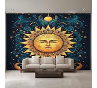 Sun Wallpaper for Living Room, Constellation Astrology Wall Mural for Bedroom 200x140 cm, Non-Woven Photo Wallpaper, Home Decor D&O74