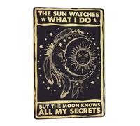 Sun Watches Moon Knows Secrets Wall Plaque Tin Sign Funny Mural Hanging For Home Yard Kitchen 30X40cm