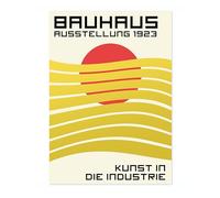 Sun & Waves Poster, Bauhaus Print, Framed Abstract Art, Mid-Century Wall Art, Modern Home Decor, Gift Idea, Archival Matte, A2 (Print Only) - 59.4x42cm