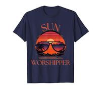 Sun Worshipper Beach Summer Vacation Sunset Womens T-Shirt, Men, Navy Blue, 5X-Large