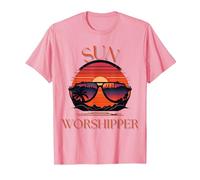 Sun Worshipper Beach Summer Vacation Sunset Womens T-Shirt, Men, Pink, XX-Large