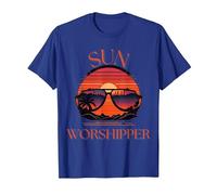 Sun Worshipper Beach Summer Vacation Sunset Womens T-Shirt, Men, Royal Blue, Large