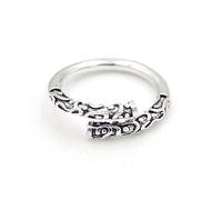 Sun Wukong Buddhist Tightening Spell Open Finger Rings Vintage Monkey King Golden Cudgel Magic Stick Engraved Cloud Amulet Open Warp Ring for Women Men Birthday Christmas Party Fashion Jewelry, Metal