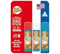 Sun Zapper Extreme Zinc Stick - Red, White, Blue Face Sunblock 3-Pack SPF50+ Coloured Zinc Sunscreen Sticks Made in Australia