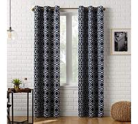 Sun Zero Barnett Trellis Blackout Grommet Curtain Panel, 40" x 95", Navy Blue