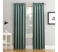 Sun Zero Barrow 2-Pack Energy Saving Rod Pocket Curtain Panel Pair, Mineral Green, 54" W x 63" L (2 Panels)