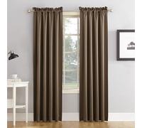 Sun Zero Barrow 2-Pack Solid Total Blackout Rod Pocket Curtain Panel Pair, 54" x 63", Mocha