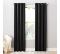 Sun Zero Barrow Energy Efficient Grommet Curtain Panel Pair Black 54" x 63"
