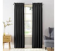 Sun Zero Barrow Energy Efficient Rod Pocket Curtain Panel Pair, 54" x 84", Black