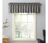 Sun Zero Barrow Solid Energy Efficient Rod Pocket Curtain Valance, 108" x 18", Steel