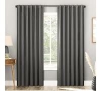 Sun Zero Belize 2-Pack Magnetic Closure Pleated Look Theater Grade 100% Blackout Back Tab Curtain Panel Pair, 52" x 96", Gray