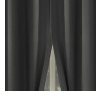 Sun Zero Belize 2-Pack Magnetic Closure Pleated Look Theater Grade 100% Blackout Back Tab Curtain Panel Pair, 52" x 63", Gray