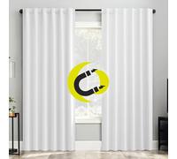 Sun Zero Belize 2-Pack Magnetic Closure Pleated Look Theater Grade 100% Blackout Back Tab Curtain Panel Pair, 52" x 84", White