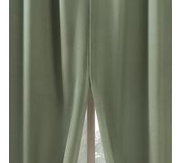 Sun Zero Belize 2-pack Magnetic Closure Pleated Look Theater Grade 100% Blackout Back Tab Curtain Panel Pair, 52" x 84", Sage Green